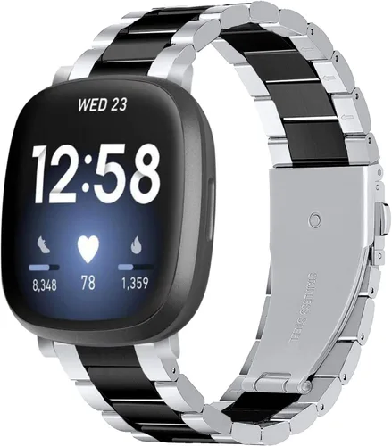Miniatura 9 de Correa de acero inoxidable compatible con Fitbit Versa 4 / Fitbit Sense 2 / Fitbit Versa 3 / Fitbit Sense, correas de reloj de metal ajustables