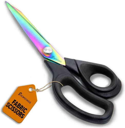 Miniatura 9 de Tijeras de tela, 9.5 pulgadas, de acero inoxidable con revestimiento de titanio, tijeras de costura extra afiladas para corte de tela, tijeras