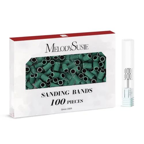 Miniatura 42 de MelodySusie - 100 bandas de lijado para brocas de uñas para lima eléctrica, de grano #80 grueso para limar uñas acrílicas, manicura y pedicura