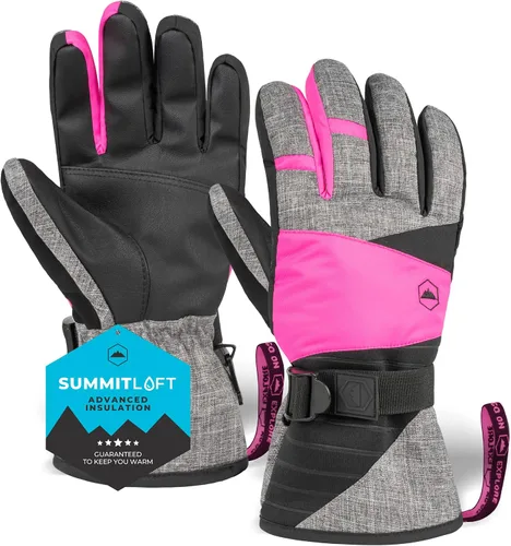 Guantes de nieve y esquí para mujer, resistentes al agua y al viento, guantes de snowboard para esquí y snowboard, con carcasa de nailon,
