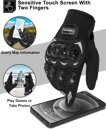 Miniatura 3 de RIGWARL Guantes de motocicleta para hombres y mujeres, pantalla táctil, guantes ligeros antideslizantes para motocross