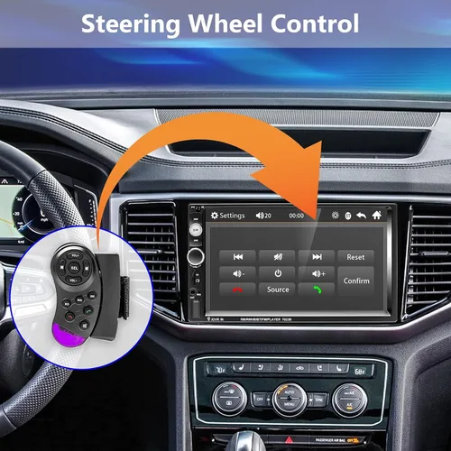 Miniatura 7 de Podofo - Estéreo de auto de doble DIN con radio, pantalla táctil Bluetooth de 7 pulgadas manos libres, Mirror Link, USB, SD, FM, receptor de audio