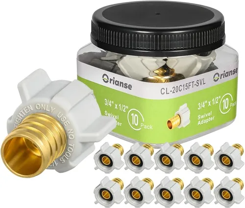 Miniatura 10 de Paquete de 2 adaptadores giratorios NPT hembra, PEX 1/2 pulgadas x 1/2 pulgadas NPSM hembra roscadas de latón accesorios PEX, puerto completo