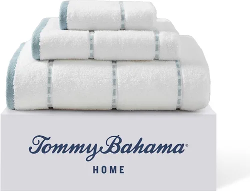 Miniatura 5 de Tommy Bahama - Toallas de baño, suaves y altamente absorbentes, esenciales para el baño, certificado Oeko-Tex (Ridley azul sólido, 3 piezas)