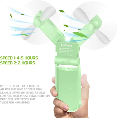 Miniatura 4 de Cellet Mini ventilador portátil de refrigeración de aire de 500 mAh cargado por USB. Cabezales dobles duraderos y ligeros ideales para el hogar