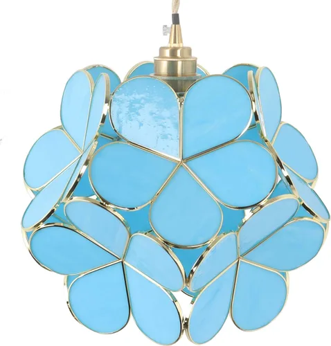Miniatura 14 de Bieye L10749 - Lámpara colgante de techo de vidrio manchado estilo Tiffany con pantalla de 8 pulgadas de ancho (naranja, 8" flor de cerezo)