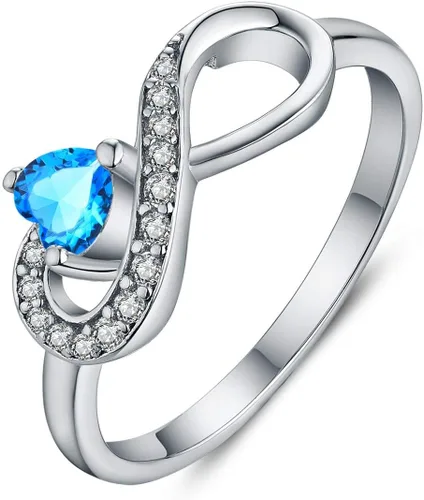 Miniatura 55 de Anillo Jo Wisdomo de compromiso. de plata esterlina, con corazón e infinito, anillo de amistad, para ella