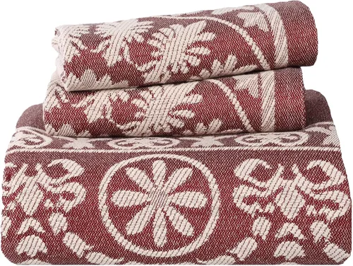 Superior Juego de colcha de mezcla de algodón de 3 piezas, manta ligera, 2 fundas de almohada a juego, ropa de cama a medida, dormitorio Berry Red