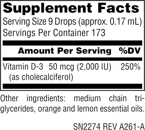 Miniatura 2 de Source Naturals Vitamina D-3 Gotas Líquidas 2000 iu Apoya la salud ósea e inmunológica* - 1 onza líquida