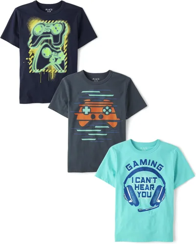 Miniatura 69 de The Children's Place Paquete de 3 camisetas gráficas de manga corta para niños