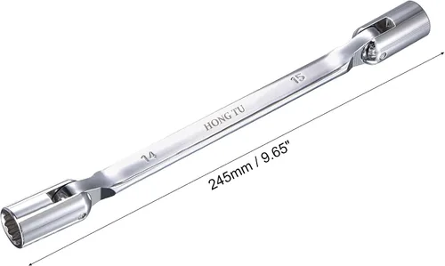 Miniatura 2 de uxcell Llave de cabeza flexible de 12 puntos, extremo de caja giratoria doble métrica de 0.551 in x 0.591 in, rotación CR-V de 180 grados