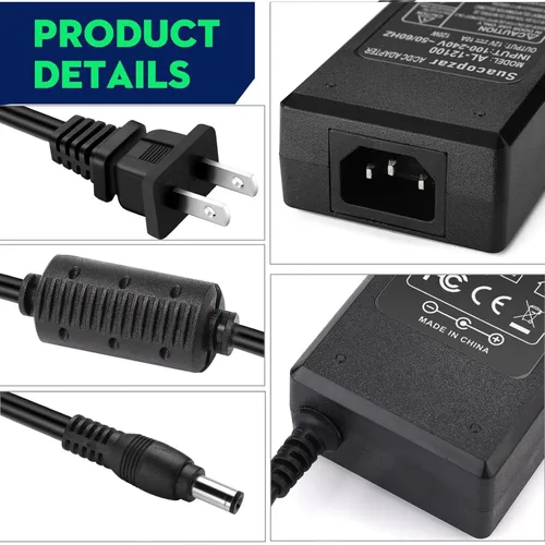 Miniatura 4 de AC 100-240V a DC 12V 10A Adaptador de fuente de alimentación Convertidor Transformador, 12 voltios 10 amperios Transformador de potencia 0.217x0.098