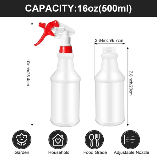Miniatura 2 de Eccliy 12 Piezas Botellas Rociadoras de Plástico de 16 Oz, Pulverizador Reutilizable Vacío Ajustable para Limpieza, Plantación, Agua, Baño y Cocina