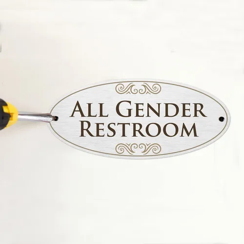 Miniatura 6 de Señal de baño de SmartSign para todas las personas para puerta, con adhesivo de 3M y agujeros pretaladrados, 3.5 x 8 pulgadas, señal de baño