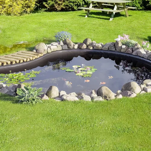 Miniatura 8 de VEVOR Revestimiento de estanque de 10 x 15 pies, grosor de 45 mil, material EPDM flexible y duradero, capa inferior de fácil corte para peces o koi