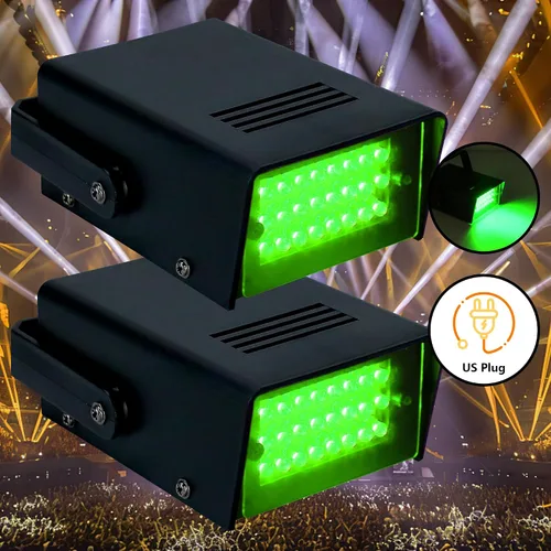 Miniatura 8 de ENUOLI Mini luz estroboscópica LED color verde con 24 LED súper brillantes control de velocidad variable para efecto de luz de escenario DJ