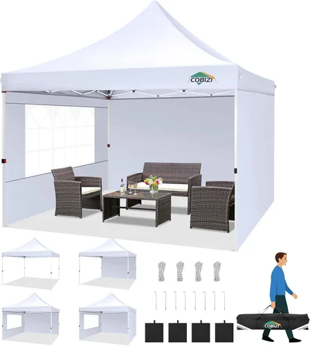 Miniatura 12 de COBIZI Canopy Tienda de campaña desplegable de 10 x 20 pies con 6 paredes laterales, toldo comercial impermeable, glorieta instantánea