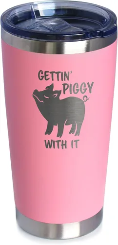 Miniatura 10 de Gettin Piggy - Vaso de café aislado con tapa deslizante, taza aislada de acero inoxidable, regalos de café con temas de cerdo, color negro