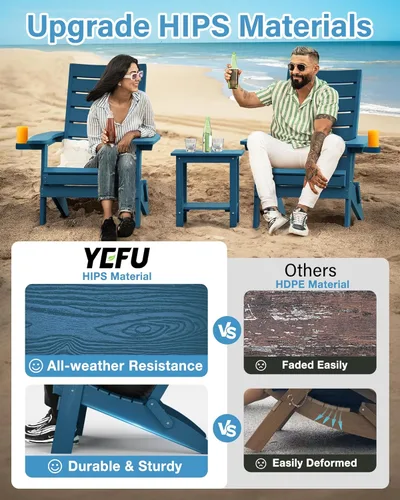 Miniatura 4 de YEFU Sillas Adirondack plegables para exteriores: silla de gran tamaño para hoguera resistente con respaldo de arco cómodo y soporte para tazas