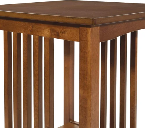 Miniatura 7 de OSP Home Furnishings Sierra - Mesa auxiliar con estante inferior de almacenamiento y paneles laterales estilo misión, color marrón ceniza