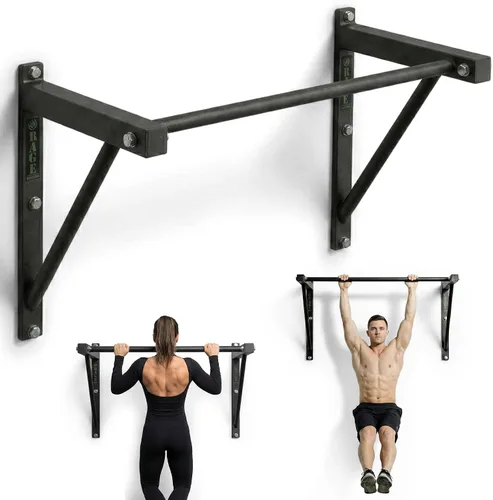 Rage Fitness Barra de dominadas montada en la pared de alta resistencia, capacidad de peso de 500 libras, mantiene la fuerza de la parte superior