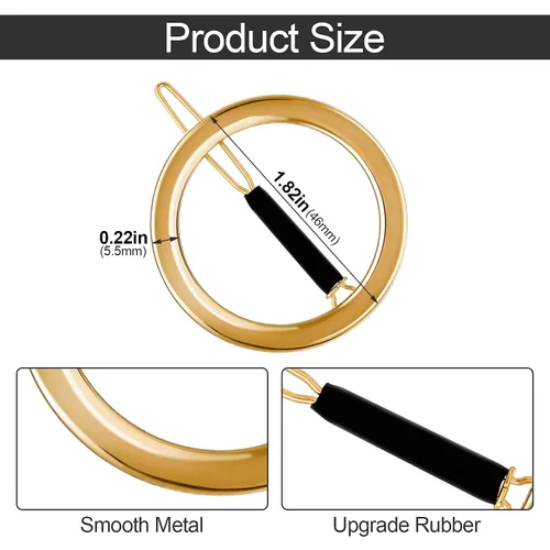 Miniatura 3 de PAGOW 4 pinzas minimalistas para el cabello para mujer, aros huecos dorados y plateados, círculos redondos, geométricos, de metal, delicados