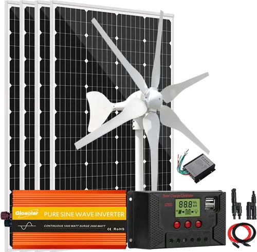 Miniatura 11 de Kit solar de viento de 640 W, kit de carga de batería de 12 V: generador de turbina eólica de 400 W + 2 paneles solares de 120 W + controlador +
