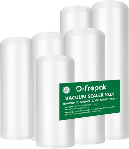 O2frepak Paquete de 6 bolsas selladoras al vacío de 6 x 20 pies (1 rollo) y 8 x 20 pies (3 rollos) y bolsas selladoras al vacío de 11 x 20 pies (2