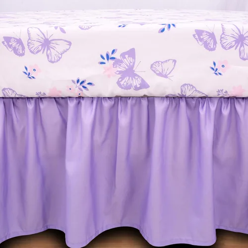 Miniatura 7 de Juego de ropa de cama para cuna Cloele para niñas, 3 piezas de ropa de cama floral de mariposa para bebé - Incluye edredón, sábana ajustada y falda