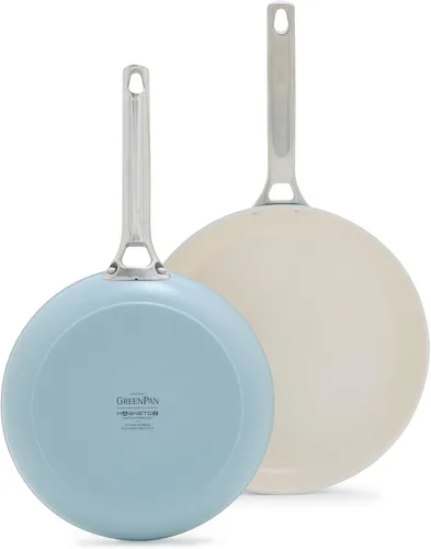 GreenPan Padova Pro - Juego de sartenes de 2 piezas de 8 y 10 pulgadas, de cerámica anodizada dura, antiadherente, sin PFAS, apto para inducción,