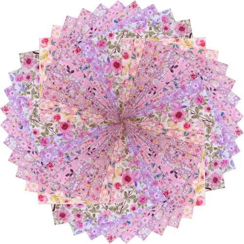 Miniatura 21 de Paquete de 200 cuadrados de tela de algodón multicolor de 4 x 4 pulgadas para coser acolchados, cuadrados de tela precortados para manualidades