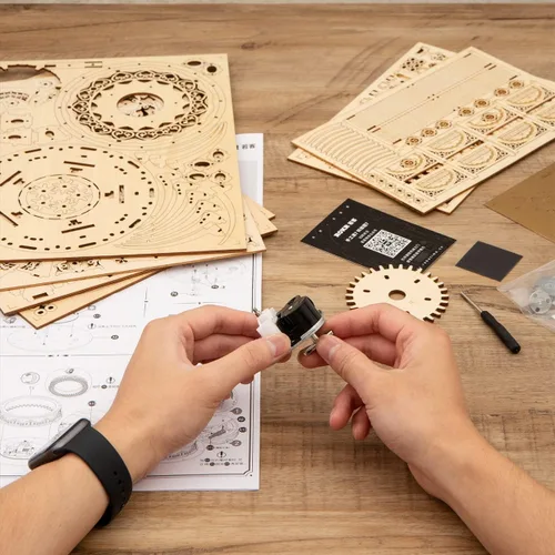 Miniatura 6 de ROKR Rompecabezas de madera 3D para adultos, paquete de caja de música, violonchelo y orrey, regalo único para niños y niñas