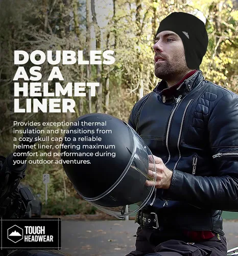 Miniatura 4 de Tough Headwear Gorras térmicas para casco para hombre, para invierno, gorra de casco y gorras de ciclismo para correr, esquiar, deportes de invierno