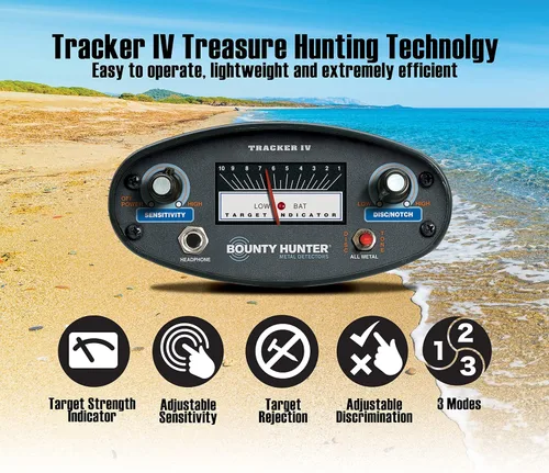Miniatura 17 de Detector de metales Bounty Hunter TK4 Tracker IV con bobina impermeable de 8 pulgadas y localizador de metales, manual, negro y bolsa de transporte