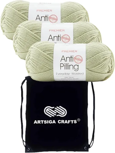 Miniatura 63 de Premier Yarns Everyday Anti-Pelusa Hilo Sólido Verde Pino DN100-8 (6-Madejas - Mismo Lote de Tinta) #4 Peso Estambre Acrílico para Tejer