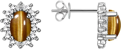 Miniatura 33 de Rylos Aretes tipo dormilona de plata de ley 925, ovalados y diamantes de 0.236 x 0.157 pulgadas, exquisitas joyas de piedra