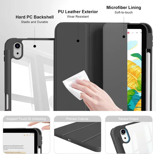 Miniatura 3 de Funda para iPad (A16) de 11ª generación de 11 pulgadas 2025, funda para iPad de 10.9 pulgadas 2022 con soporte para lápices, funda a prueba
