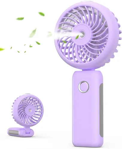 Miniatura 8 de Ventilador de nebulización portátil de mano, recargable por USB, plegable con tanque de agua, 3 velocidades, para viajes y exteriores (matcha)