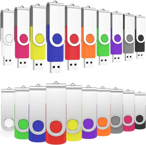 Miniatura 10 de ABLAZE Unidad flash de 128 MB, paquete de 10 unidades de memoria USB 2.0 con cordones, unidades de pulgar giratorias, disco Pendrive U a granel