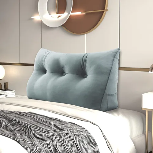 Miniatura 18 de Almohada de Cuña para Cabecero, Almohada Bolster Grande para Lectura, Almohadas para Sentarse en la Cama para Adultos, Cojín Triangular de Amarillo