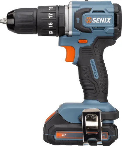 Miniatura 10 de SENIX X2 - Taladro de martillo inalámbrico de 20 voltios máximos de 1/2 pulgada con motor sin escobillas, kit de herramientas eléctricas incluye
