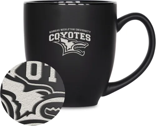 Miniatura 90 de Rico Industries - Taza de cerámica mate negra con grabado láser estándar de 15oz para NCAA (escuelas T & U) - Para bebidas calientes o frías