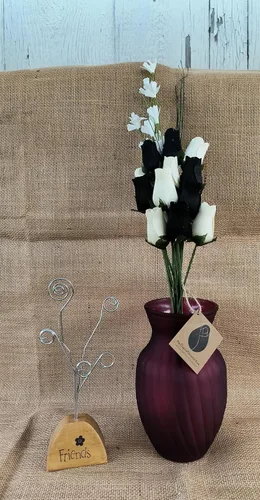 Miniatura 2 de Ramo de rosas de madera blanco y negro (1 docena)