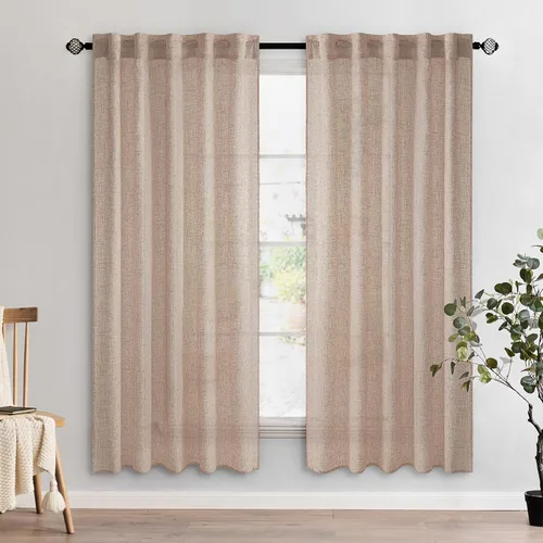 Miniatura 104 de MIULEE Cortinas de lino blanco de 108 pulgadas de largo para dormitorio, sala de estar, cortinas de ventana con textura de lino suave y grueso, Lino