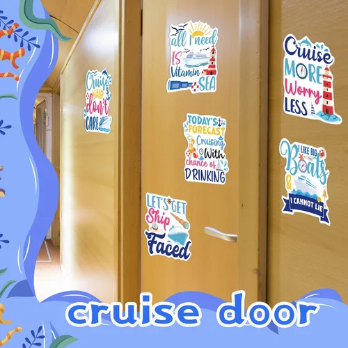 Miniatura 6 de Wxiben - Decoraciones magnéticas grandes para puerta de crucero, 6 unidades, decoración de puerta de crucero de navegación marítima, divertidos