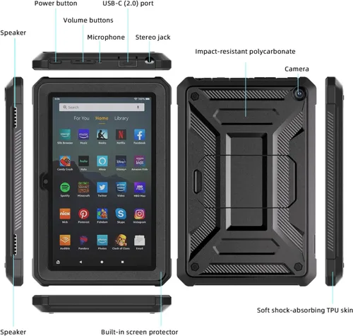 Miniatura 3 de Funda para tablet Fire HD 8 y HD 8 Plus (solo 12ª generación, 2024/2022) - DJ&RPPQ [ligera] funda resistente de cuerpo completo con protector