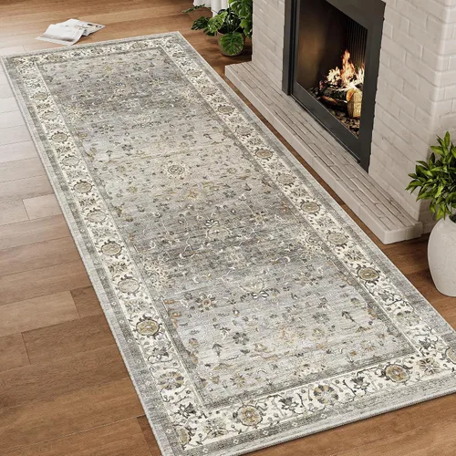 Alfombra de pasillo lavable de 2 x 6 pies - Alfombras de cocina con respaldo antideslizante vintage suave estilo granja, alfombra de entrada para