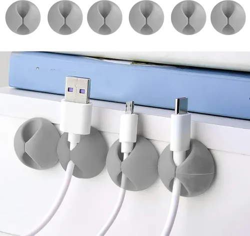 Miniatura 8 de Organizador de cables, organizador de cables, soporte de silicona compacto para organizar escritorio, mesita de noche, cargador de teléfono