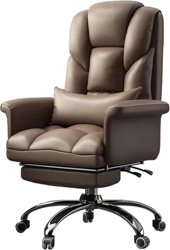 Miniatura 8 de Ergonomic Office Chair with Footrest, High Back PU Leather Executive Computer Chair with 135° Backrest and Lumbar Support for Home Desk Task, Easy
