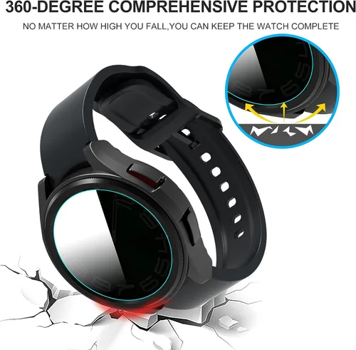 Miniatura 5 de Suoman Paquete de 4+4 fundas para Samsung Galaxy Watch 6 Classic de 1.772 pulgadas (1.850 in), protector de pantalla de privacidad de vidrio